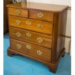 CHEST, George II mahogany, circa 1750, of two short and three long drawers between fluted canted