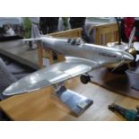 SPITFIRE MODEL, on stand, polished metal, 42cm at highest.