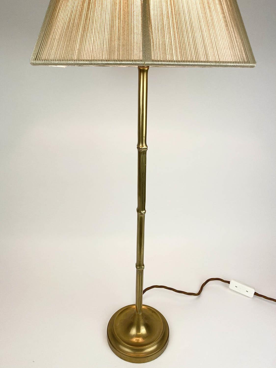 FAUX BAMBOO TABLE LAMP, 1970's design brass with shade, 75cm H. - Image 2 of 4