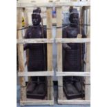 FAUX TERRACOTTA CHINESE WARRIORS, a pair, 150cm H. (2)