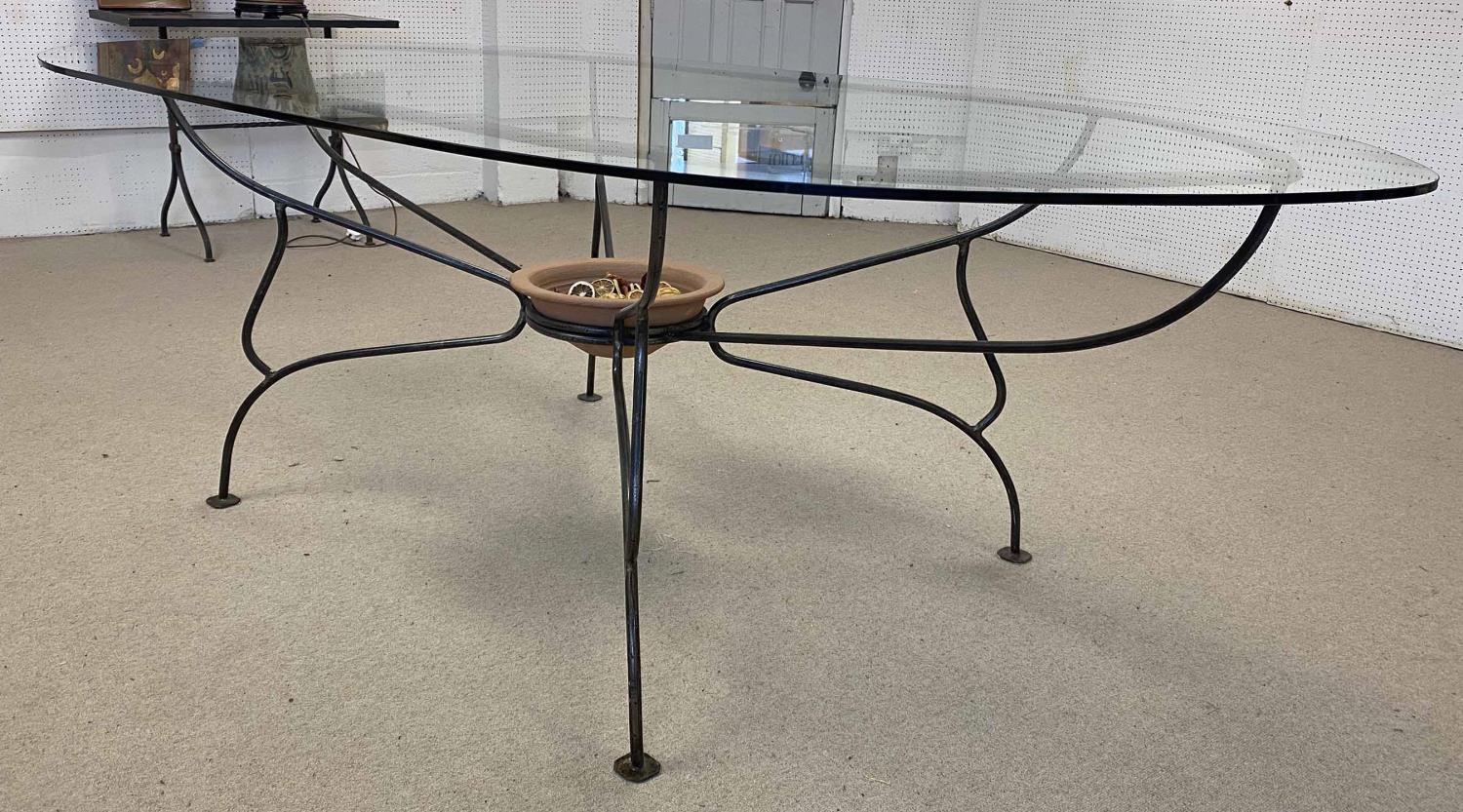 PAULTONS DESIGNS FULHAM DINING TABLE, glass top above a wrought iron base with a terracotta - Image 4 of 5