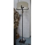 PORTA ROMANA CROSS BRACED FLOOR LAMP, with shade, 165cm H, shade 51cm Diam.