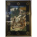 INDIAN GOUACHE PAINTING, late 19th century depicting a Mughal Prince in a garden scene with