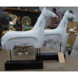 CONTEMPORARY SCHOOL GREY HORSES, a pair, on stands, 58cm H. (2)