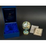 HALCYON DAYS TERRESTRIAL GLOBE CLOCK, boxed, 10cm H.