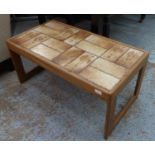 LOW TABLE, vintage 1970s, tile top, indistinctly stamped underneath, 95.5cm x 45cm x 40cm.