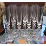 BACCARAT CHAMPAGNE FLUTES, a set of ten, 30cm H. (10)