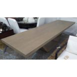 JUSTIN VAN BREDA AGED GREY OAK DINING TABLE, 300cm x 90cm x 75cm H. (slight faults)