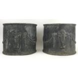 LEAD PLANTERS, a pair, George III Neoclassical design with swag and urn detailing, 26cm H x 31cm