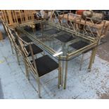 FAUX BAMBOO DINING TABLE, 1970's Italian brass table, with a glass top, 74cm H x 209cm L x 108cm,