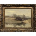 A MERKUS 'Landscape', oil on canvas, signed, labelled verso and inscribed 'London 1900', 30cm x