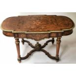 MUSIC ROOM CENTRE TABLE, 19th century French Louis XVI design burr walnut, satinwood, specimen