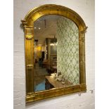 WALL MIRROR, Continental classical style, gilt painted, with bevelled plate and glass column