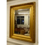 WALL MIRROR, Victorian giltwood and gesso with rectangular bevelled plate, 105cm x 80cm. (minor