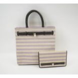 ASPREY STEAMER COLLECTION STRIPED BAG AND MATCHING WALLET, 28cm x 28cm H x 8cm and wallet with