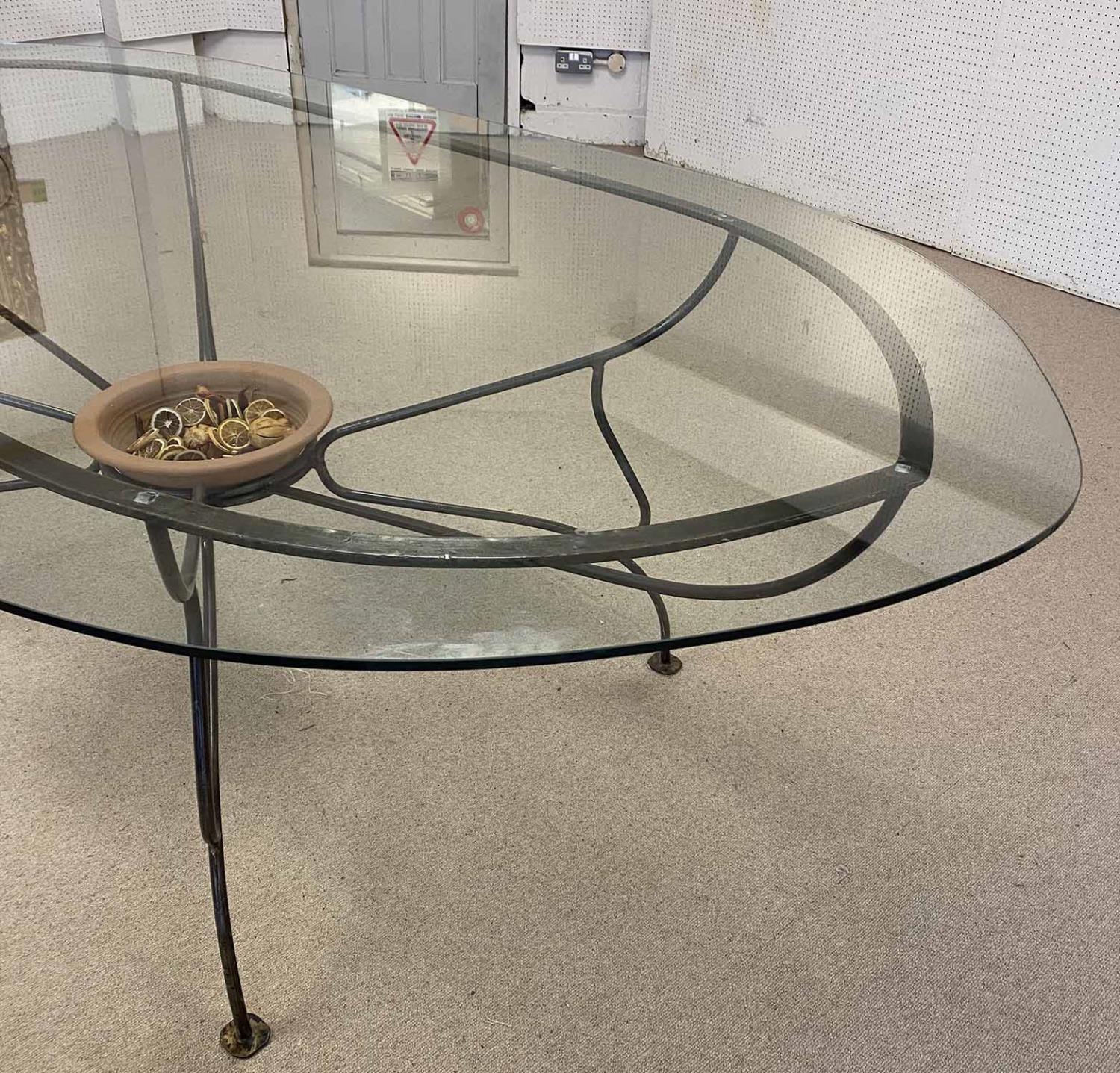 PAULTONS DESIGNS FULHAM DINING TABLE, glass top above a wrought iron base with a terracotta - Image 3 of 5