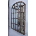 WALL MIRROR, contemporary distressed wood frame, studded detail, 140cm x 90cm approx.