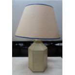 PORTA ROMANA HEXAGONAL TOLEWARE TABLE LAMP, with hand painted shade, 58cm H.