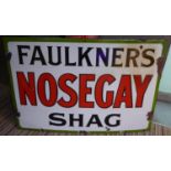 FAULKNER'S NOSEGAY SHAG, vintage enameled gilt sign, 76cm x 52cm.