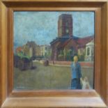 ALICE WILSON (British) 'Old Church Chelsea', oil on board, signed and titled to bottom, 35cm x 40cm,