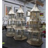 PAGODA LANTERNS, a set of three, 67cm H approx. (3)