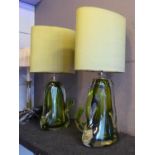 PORTA ROMANA PERFUME BOTTLE TABLE LAMPS, with shades, a pair, 56cm H. (2)