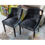 DINING CHAIRS, a set of twelve, midnight blue velvet with shimmering pattern and light blue