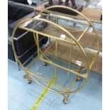 COCKTAIL TROLLEY, French art deco style, gilt metal and glass, 94cm H.