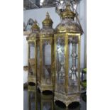 MOROCCAN SOUK STYLE LANTERNS, a set of three, 71cm H approx. (3)