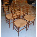 DINING CHAIRS, a set of four, late 19th/early 20th century birch each with a ladder back and a