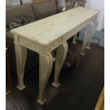 SERVING TABLE, Regency style in a cream finish with Vitruvian scroll decoration and supports,