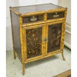 SIDE CABINET, late 19th century bamboo and foliate decorated, with two drawers and two doors, 83cm H