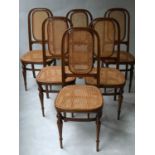 DINING CHAIRS, a set of six, bentwood and cane panelled, 105cm Tall approx. (6)