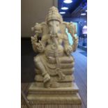 GANESH, contemporary school carved wood study, 149cm H. (with faults)