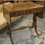 SOFA TABLE, 19th century and later mahogany with hinged top above two real and opposing dummy