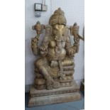 GANESH, contemporary school carved wood study. 150cm H.