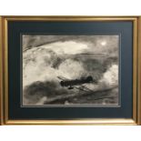 DOUGLAS ETTRIDGE (1927-2009) 'Above the Clouds', charcoal and pencil, stamp to verso, 28cm x 36cm,