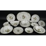 HEREND 'ROTHSCHILD BIRD' PART SERVICE, comprising 14 pieces, including plates, bowls, tureen serving