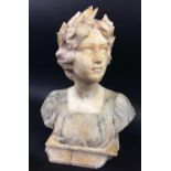 BUST, late 19th century Italian Carrara marble, 47cm H x 36cm W (with faults, chipped)