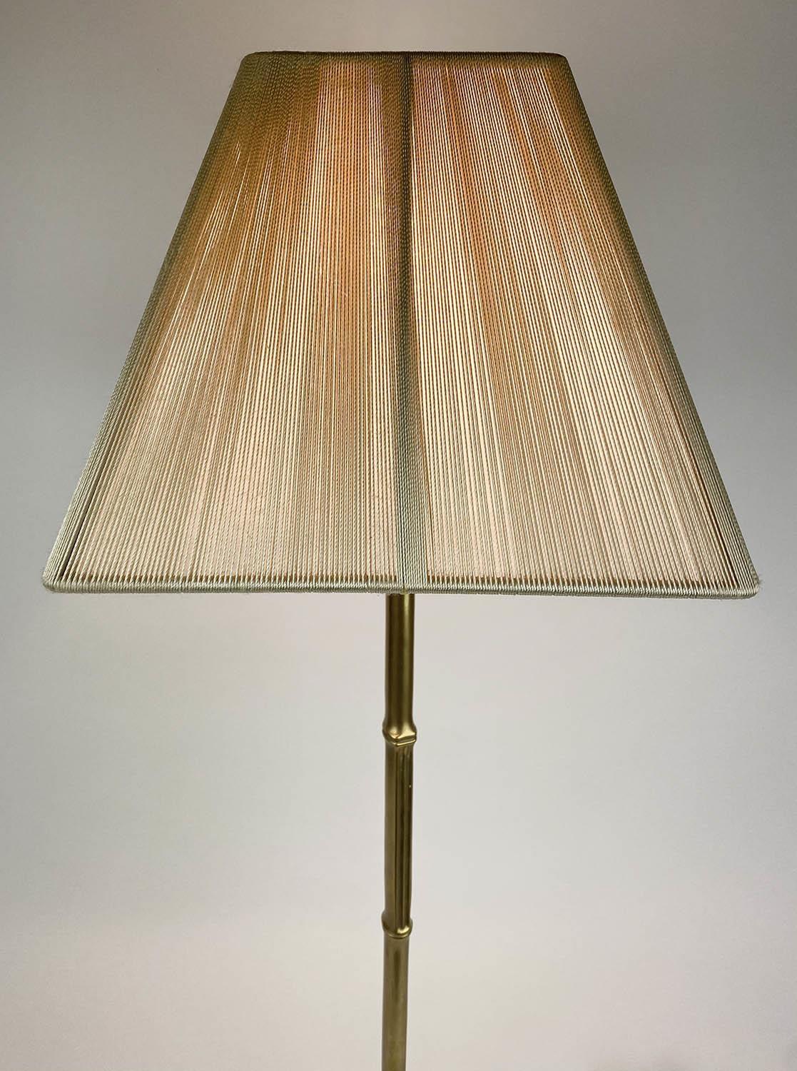 FAUX BAMBOO TABLE LAMP, 1970's design brass with shade, 75cm H. - Image 4 of 4