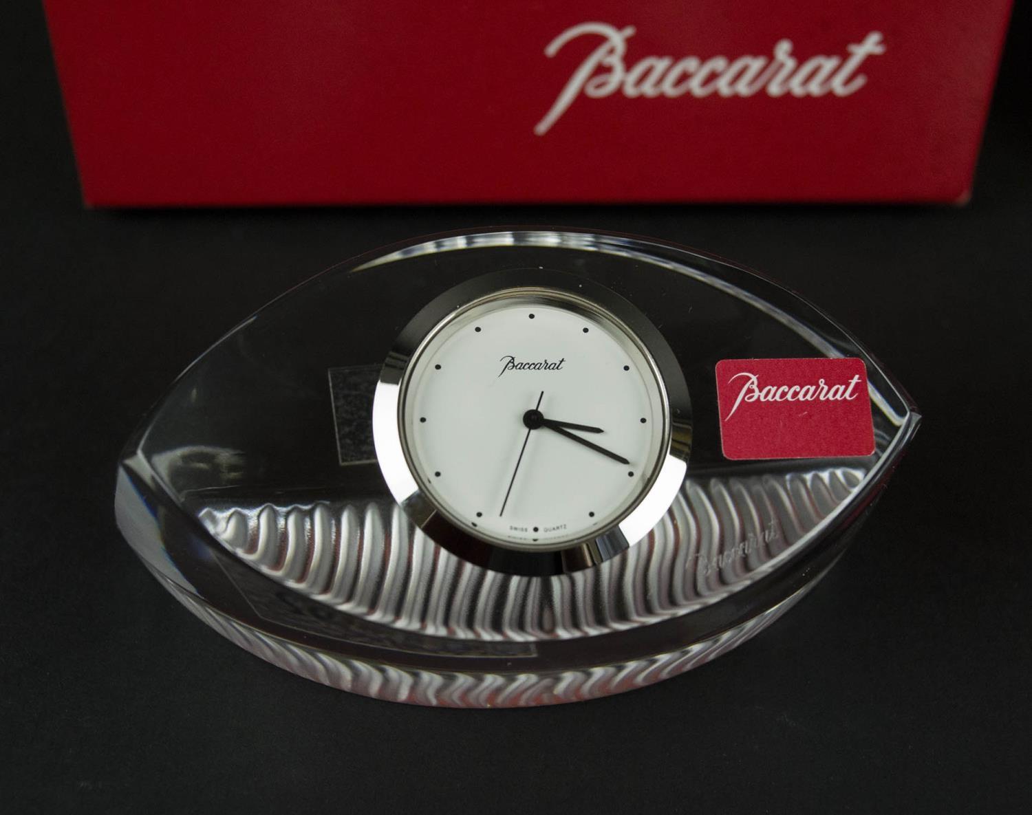 BACCARAT CRYSTAL EMPREINTE PAPERWEIGHT CLOCK, along with a heart shaped paper weight with - Image 3 of 8