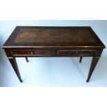 BUREAU PLAT, early 19th century French Empire flame mahogany and gilt metal bound with tooled