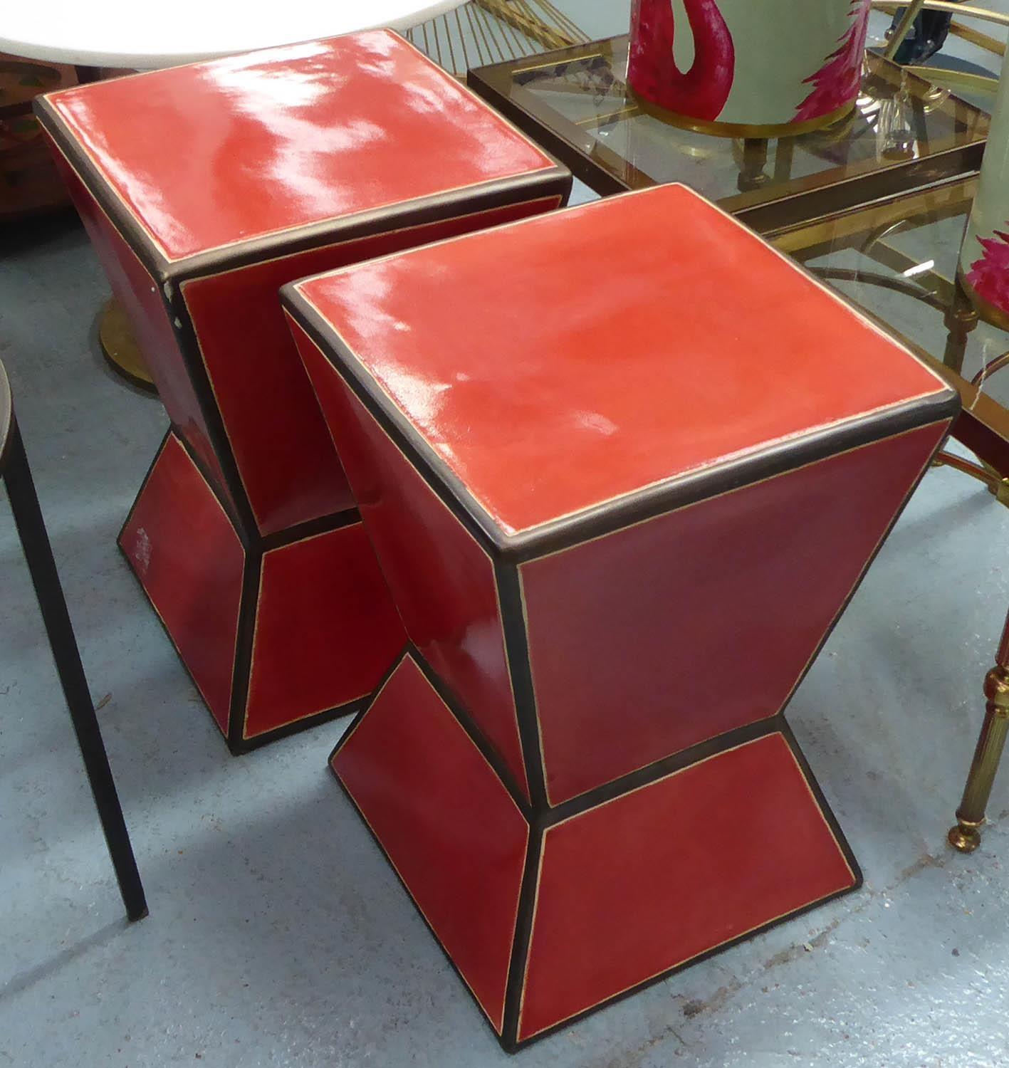 DIABLO SIDE TABLES, a pair, Contemporary ceramic, 45cm H. (2)