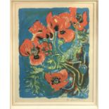 DAVID KOSTER (1926-2014) 'Poppies', lithograph, signed and numbered, 76cm x 55cm, framed.