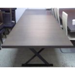 DINING TABLE, contemporary design, x frame supports, 300cm x 110cm x 73cm. (slight faults)