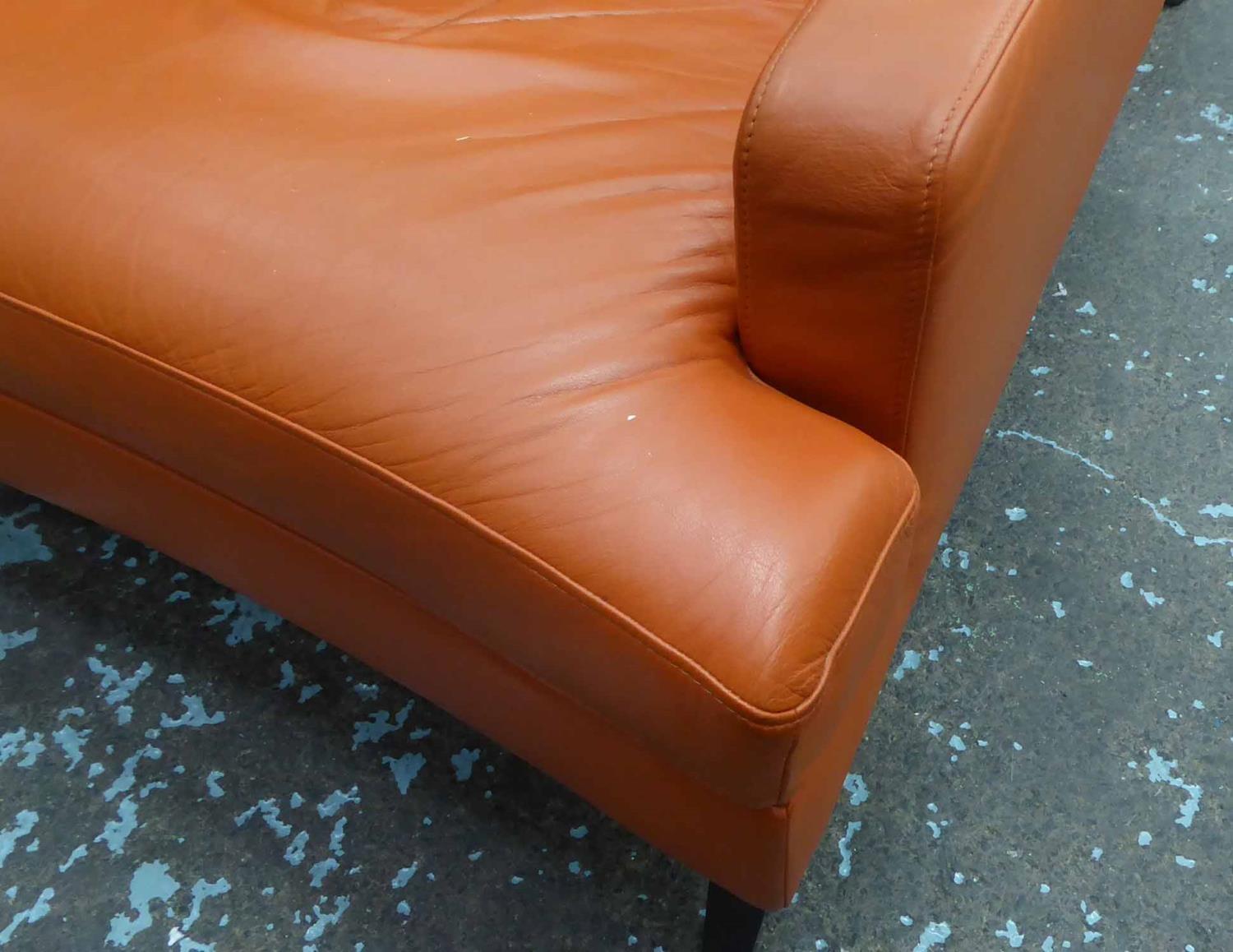 LIGNE ROSET ARMCHAIRS, a pair, orange leather upholstered, 80cm x 93cm x 72cm H. (2) - Image 3 of 4