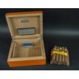 SIGLO VIBRANT SERIES ORANGE HUMIDOR, with eighteen Cohiba cigars, 28cm x 23cm. (with faults)