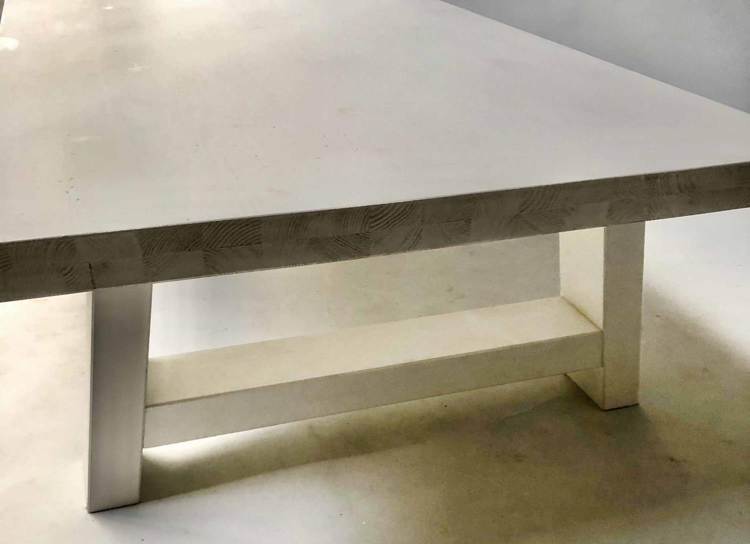 CONRAN LOW TABLE, rectangular white lacquered with broad stretchered supports, 139cm x 79cm x 40cm - Image 4 of 4