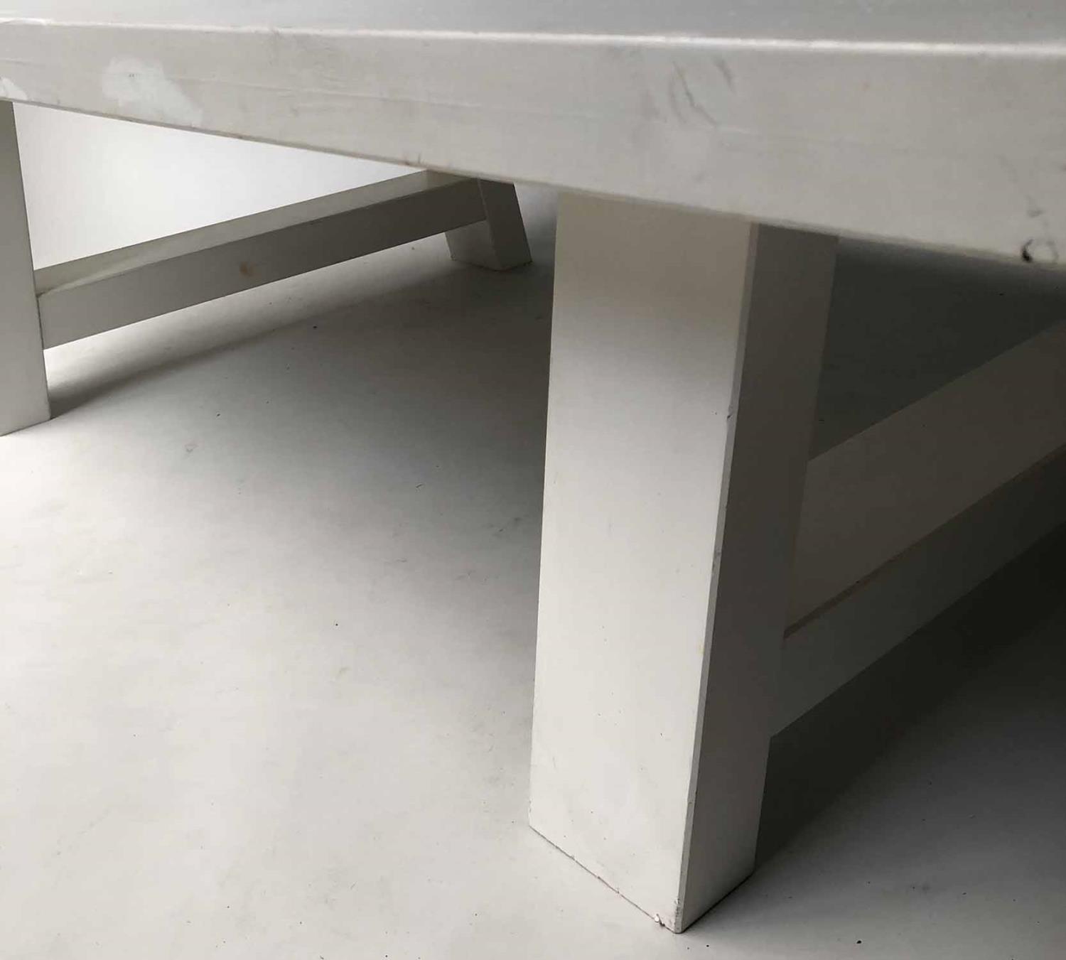 CONRAN LOW TABLE, rectangular white lacquered with broad stretchered supports, 139cm x 79cm x 40cm - Image 3 of 4