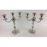 MAPPIN AND WEBB SILVER PLATED CANDELABRA, a pair, early 20th century Empire style, 39cm H x 30cm